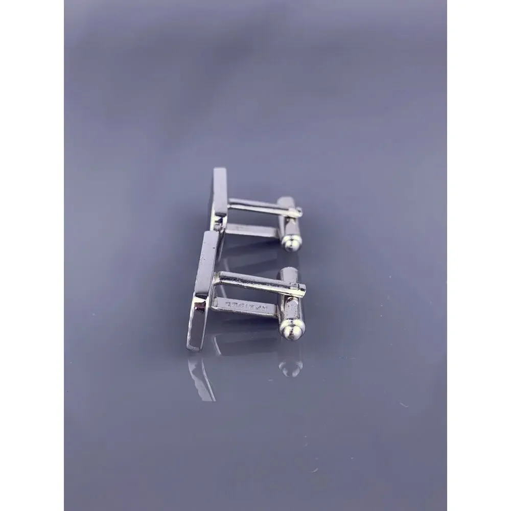 Simple Rectangle Polished Cufflinks Silver Tone Swoops Speidel Vintage